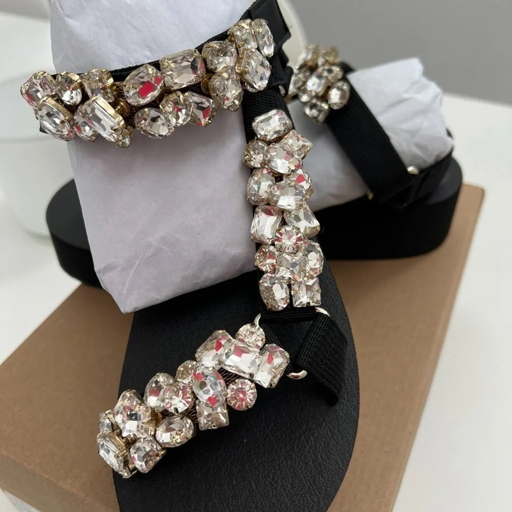 Steve Madden Black Sandals with Crystal Accents - Picture 10 of 10